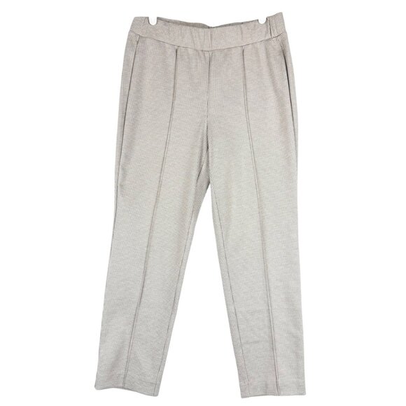 Croft & Barrow Womens Pull-on Stretch Houndstooth Pintuck Beige Ankle Pants Sz S - Picture 1 of 10